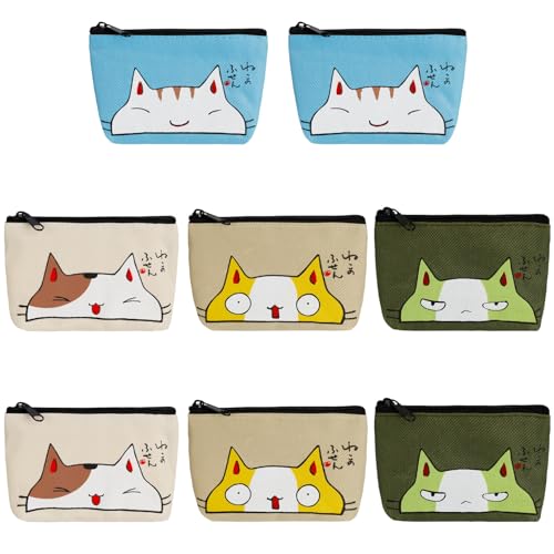 Dadabig 8PCS Mini Porte Monnaie, Petite Bourse Petite Pochette en Toile avec Fermeture, Porte Monnaie en Toile pour Cartes, Clés, et Rouge à Lèvres, 4...