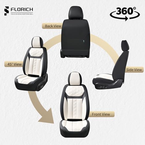 Image of FLORICH Seat Covers, Front Seat Covers 2 PCs, Automotive Seat Cover for Cars, Luxury Leather Universal Seat Cover Accessories Fit for Most Cars SUV Truck Sedans(White)