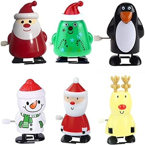 6 Stücke Weihnachten Aufziehspielzeug, Wind Up Pinguin Rentier Weihnachtsbaum, Schneemann Weihnachtsmann Figur Uhrwerk Spielzeug, Verschiedene Uhrwerk Spielzeug für Begünstigt Goody Bag Füller Cover