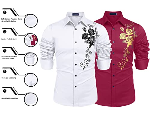 Image of Zombom Men's Regular Fit Cotton Blend Printed Full Sleeve Casual Shirts