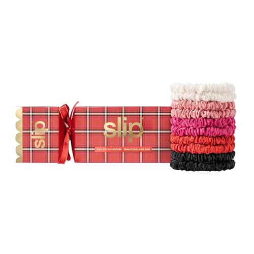 Image of slip Skinny Scrunchies in Holiday Cracker Packaging: Anti-Crease, Anti-Breakage Slipsilk Design Protects Delicate Hair | Includes 10 Pure Silk Scrunchies, Jean