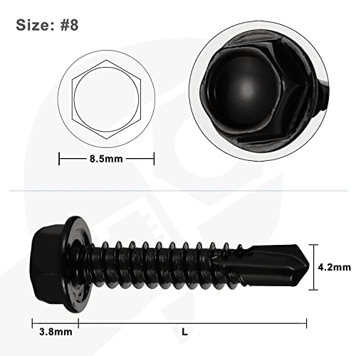 Tornillos autorroscantes hex washer head #8 x 1 100 pcs miniatura 4