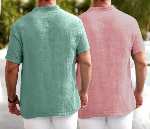 Image of Zombom Men's Polycotton Solid Short Kurta | Regular Fit | Half Sleeve | Mandarin Collar | Lightweight Casual Wear for Daily, Summer Comfort & Smart Look