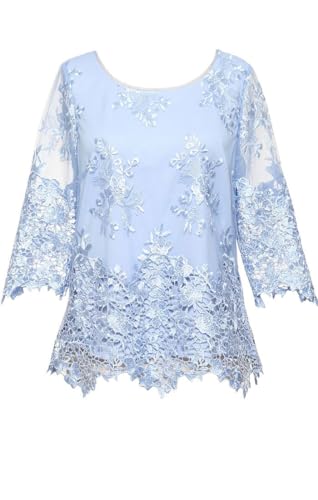 Embroidered Tunic with Scallop Sleeves & Hem