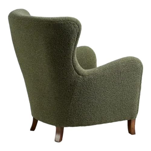 Image of Lakdi The Furniture High Back Luxury Wingback Armchair with Textured Boucle Upholstery & Solid Wood Lounge Chair, Mid-Century Modern Design | 5 Years Warranty | Free Assembly - 15185162