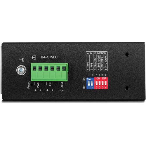 Image of TRENDnet 10-Port Industrial Gigabit L2 Managed PoE+ DIN-Rail Switch,8X Gigabit PoE+ Ports,2X SFP Slots,24 - 57V DC Power Input,IP30, VLAN, QoS,LACP,STP /RSTP, Bandwidth Management, Black, TI-PG102i-M