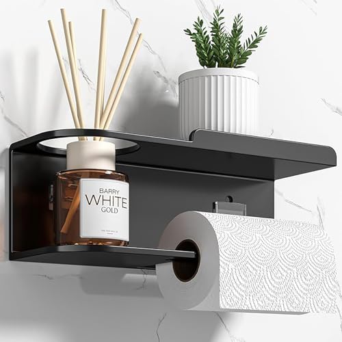 Support Porte Papier Toilette Mural sans PerçAge – DéRouleur/DéVidoir Papier Toilette Murale INOX avec éTagèRe – Porte Rouleau WC, Support &...