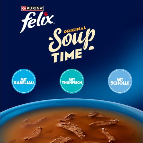 FELIX Soup Time Original Ergänzungsnassfutter für Katzen 6 Portionsbeutel Kabeljau Thunfisch Scholle – Ansicht 2