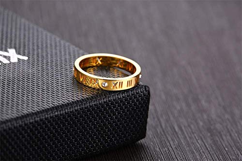Mvoncity Openwork Roman Numerals Ring For Women Stainless Steel Cz Classic Love Promise Ring Eternity Wedding Band Stacking Rings 3 Colors Set (3 Color Set,6) #TOP3
