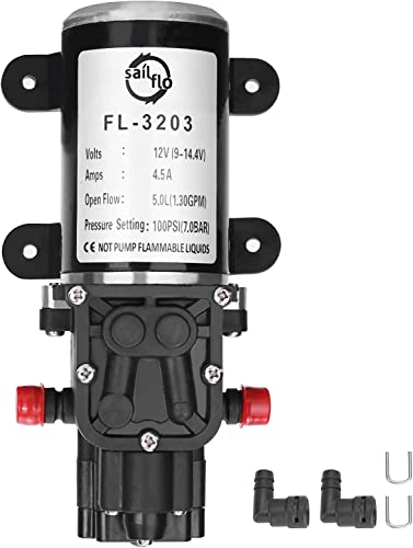 SAILFLO 12 V DC Wasserdruck-Membranpumpe, Druckpumpe für Wohnwagen, Wohnmobil, Boot, Marine, (100PSI/1.30GPM)/3203 Cover