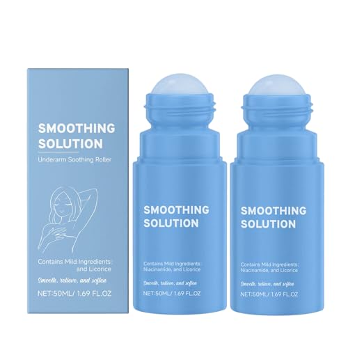 Smoothing Solution Ingrown Hair Treatment, Roll-On Gegen Eingewachsene Haare, After Shave Serum für Achseln, Intimbereich Und Empfindliche Haut, Schnelle Heilung und Pflege (50ML, 2PC)