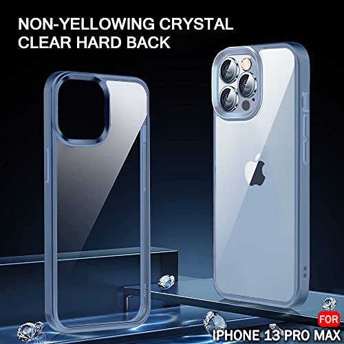 Image of TheGiftKart Ultra-Hybrid Crystal Clear Back Cover Case for iPhone 13 Pro MAX | Slim Fit Shockproof Design | Camera Protection Bump | Transparent Back (PC & TPU | Sierra Blue Bumper)