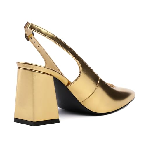 Slingback Heels for Women, Closed Toe Kitten Heels with Adjustable Ankle Strap, Slip On Pumps for Womens Dress Shoes4