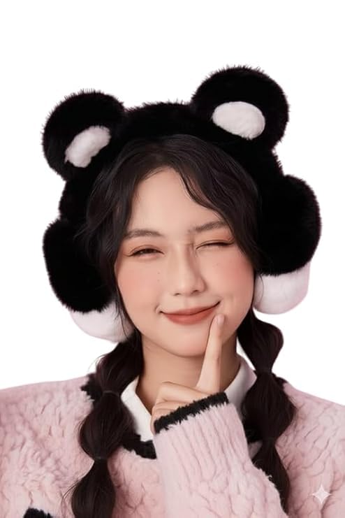 Image of Girl Winter Earmuffs Outdoor Wear Soft Faux Fur Plush Ear Warmer Minnie Design Windproof Woolen Warm Ear Muff Men & Women (Freesize)