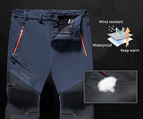 Minetom Damen Herren Wanderhose Outdoorhose Wasserdicht Softshellhose Winddicht Warm Gefüttert Winterhose Skifahren Schnelltrocknende Trekkinghose Damen Schwarz Small