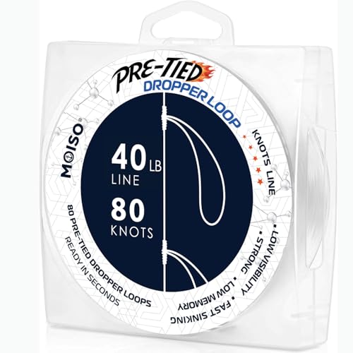 40 lb Pre-Tied Dropper Loop Rigs | 16" Spaced 5.5" Loops | Versatile for All Water Column | Saltwater & Freshwater Fishing Tackle for Bass, Snapper, Striper, Cod, Grouper, Lake Trout, Catfish