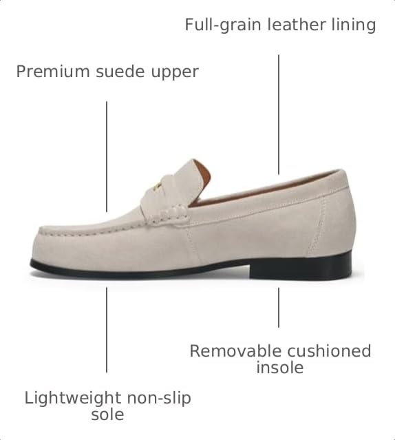 Image of Journey West Mens Genuine Leather Dress Shoes Slip on Penny Loafers for Men