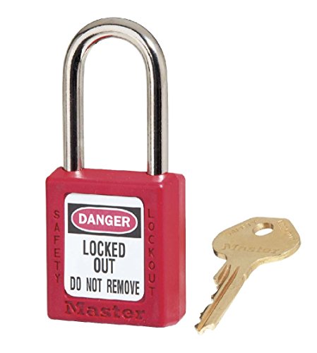 Image of NMC MP410R Danger Locked Out DO NOT Remove Padlock- 1.75 in. Zenex, 1.50 Steel Shackle Corrosion Resistant Lockout Padlock in Red
