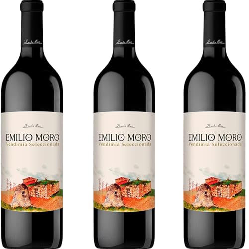 Emilio Moro - Vino Tinto Vendimia Seleccionada 2022 | Ribera del Duero | Crianza en roble francés | Fruta negra madura y regaliz | Tanino sedoso y estructurado | 100% Tempranillo | 3 Botellas 75cl