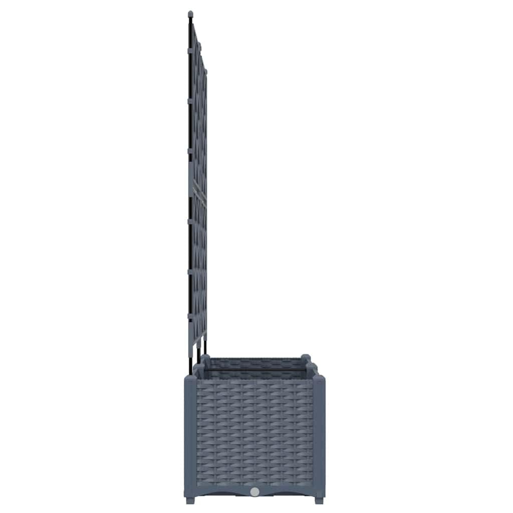 Nowoczesna donica ogrodowa 2 sztuki jasnoszary 80x40x143 cm z trelisem na taras balkon odporna na warunki atmosferyczne łatwy montaż plastik