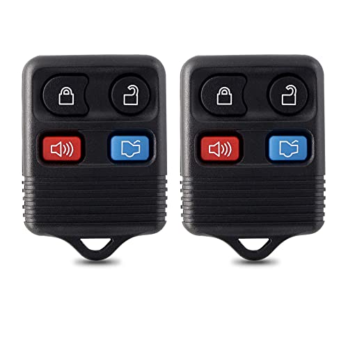 2 Replacement Car Key Fob Keyless Entry Remote fits Ford, 1998-2016 Clicker Transmitter ,Button for...