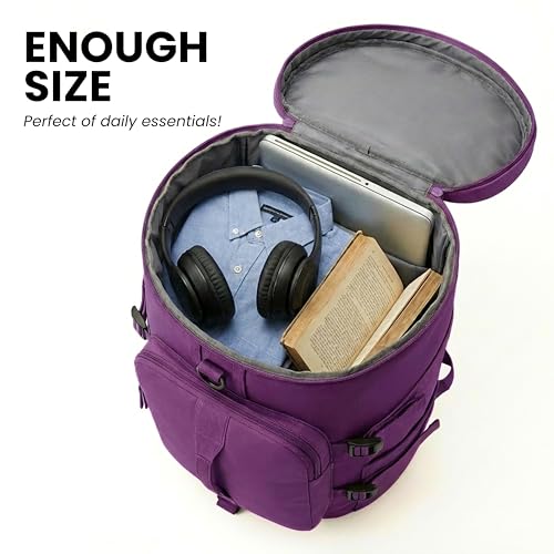 Image of POPCUBE 2in1 Nylon 26cm Lightweight Waterproof Backpack Duffle Bag with Shoulder Straps, Small Rucksack Travel Bag for Men & Women with Wet Pocket & Shoe Compartment(45x26x26cm) (Purple)