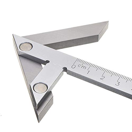 Präzisions-Winkelmesser 100x70 Mm – Verchromter Kohlenstoffstahl, 45/90°, Mit Ledertasche, Für Zentrierarbeiten