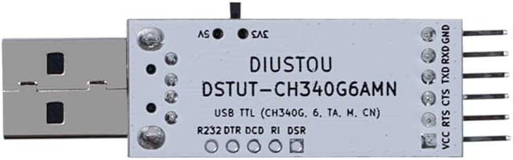 CH340G USB to TTL Serial Port Module with External 12M Crystal Oscillator Supports 3.3V/5V Voltage Levels 2Mbps Baud Rate Comes with Circuit Protection and Indicator Lights