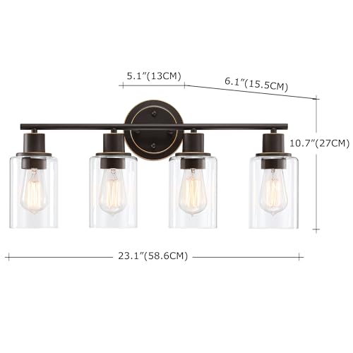 Image of 4-Light Oil Rubbed Bronze Bathroom Lighting Fixtures Over Mirror 4-Light Bathroom Vanity Light Oil Rubbed Bronze Vanity Wall Sconce Over Sink