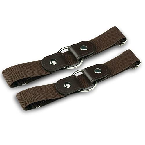 Firschoie 2 Pièces Ceinture Extensible sans Boucle, Ceinture élastique invisible sans boucle, Unisexe Femme Homme Ceinture ajustable, Ceinture sans Boucle Convient aux jeans, aux robes(brun) Cover