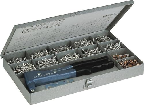 Gesipa 1435457 Rivet Box with 12 Standard Blind Rivet Dimensions, Blind Rivets up to 5 mm Diameter in Aluminium and 4 mm Diameter in Steel and Stainless Steel/Max. Mandrel Diameter 3.0 mm