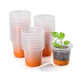 MIXC 30 Packs 4" Reinforced Clear Nursery Pots with Silicone Base for Easy Transplant, Transparent P
