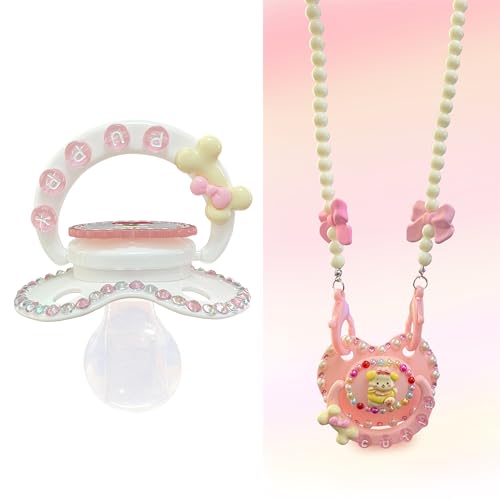Image of 2 Pack Adult Sized Pacifier for Anxiety Cute Shaped Big Sized Pacifier with Long Chain