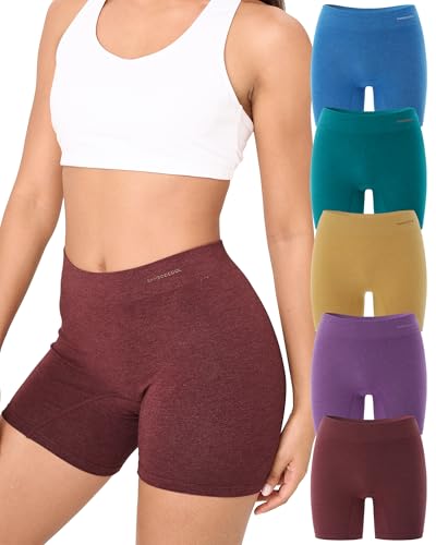 Image of BAMBOO COOL Womens BoyShorts Underwear Seamless Boxer Briefs Mid Rise Full Coverage Breathable Stretch Ladies Panties 5 Pack