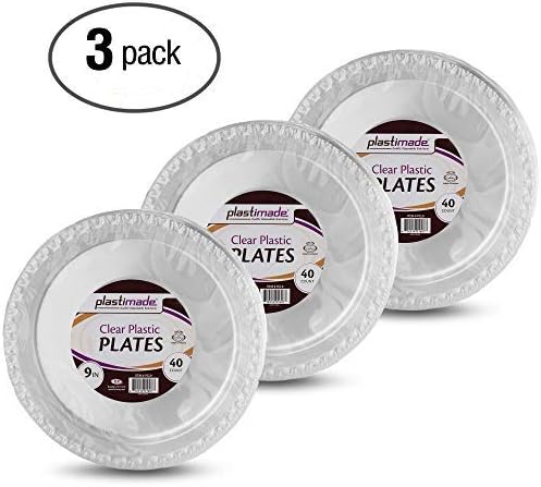 Plastimade [120 Count] 9 Inch Dinner Plates Clear Disposable Heavy Duty Plastic, Ideal For Wedding, Catering, Parties, Buffets, Events, Or Everyday Use, 3 Packs