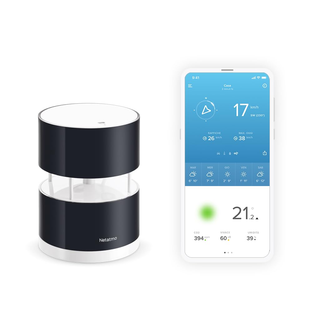 Netatmo Wind Gauge - Anemometro Intelligente per Stazione Meteo Netatmo, NWA01-WW