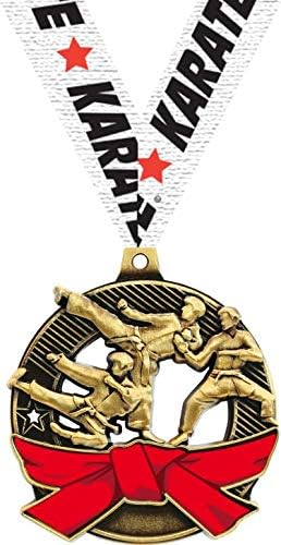 Karate Red Belt Medals - 2.25" Gold Karate Medal Awards Prime