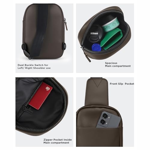 Image of COUNSELOR Sling Bag for Men, Vegan Leather Crossbody Chest Bag, One Shoulder Side Bag, Adjustable Strap, Zipper Closure, Multiple Compartment, Lightweight Stylish Bag for Daily Commute, KIRO