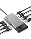 Belkin Hub USB-C, Docking Station Multiporta 8 in 1 da 100 W, Supporto Doppio Monitor per Windows, Mac e Chromebook, Velocità di Trasferimento Dati Fino a 10 Gbps, Ethernet, Risoluzione 4K a 60 Hz