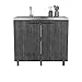 XUOXFUTZIG Compact Utility Station with Aluminum Sink Top, Smoked Oak Cabinet with Adjustable Shelf, Tool-Free Assembly for Small Spaces, No Faucet
