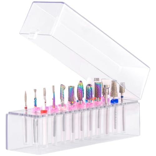 Makartt Nail Drill Bits Holder, Dustproof Stand Displayer Organizer Container 30 Holes Manicure Tools (Not Inlcude Drill Bits)