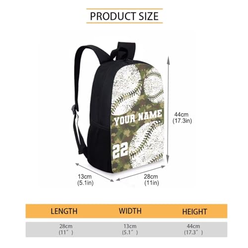 Xoenoiee CUSTOM Kids Backpack Set for Boys Girls School Bookbag Lunch Bag Pencil Bag 3 in 1 Set CUSTOMIZE Your Name and Number with Green Camo Baseball Pattern4