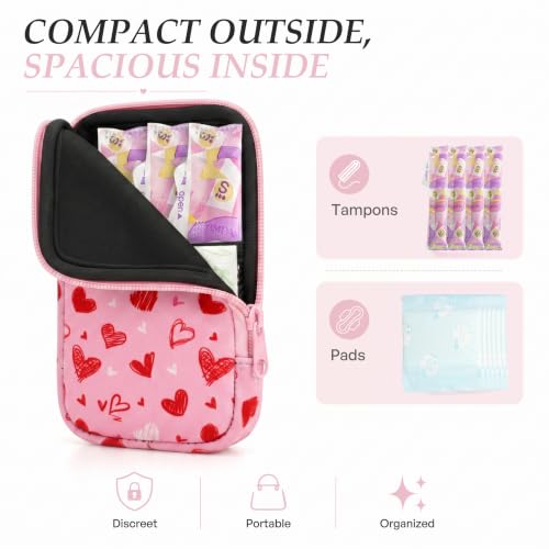 Image of KJQJLY 2 Pack Portable Tampon Organizer Bag Tampon Holder & Storage Case with Zipper for Travel, Discreet Period Bag for Purse, Waterproof Feminine Products Pouch for Women (Love)