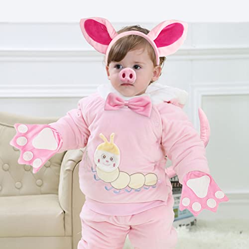 VIKSAUN Kostuum voor varken, oren, neus, staart en vlinderdas, handschoenen, roze varken, kostuum, kit, accessoires, met oren, dierenstaart, vlinderdas voor cosplay, Halloween party favorieten - Image 6
