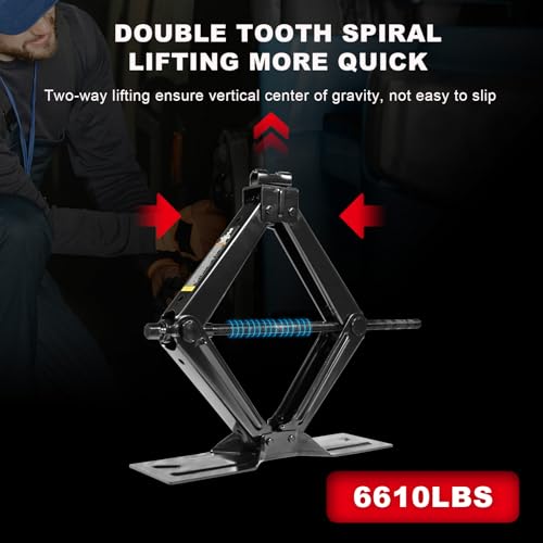 Image of Big RED Car Jack 3Ton /6610 lbs Universal Scissor Jack with Rubber Pad, Portable Tire Changing Kit with Lug Wrench, Emergency Kit for Sedan SUV MPV