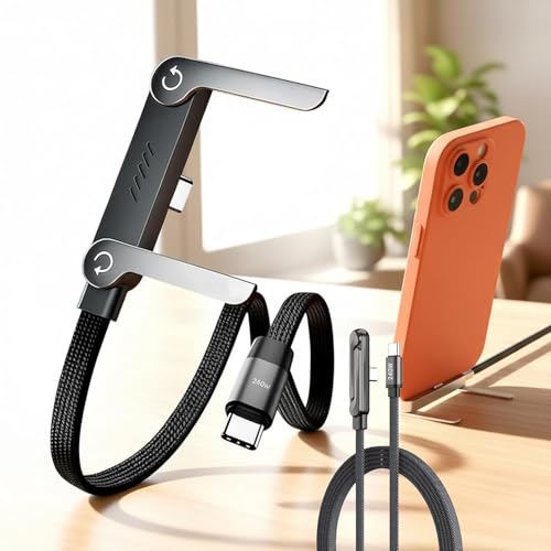 Image of MX USB C to USB C 240W Fast Charging Cable 1.5M with Foldable Invisible Multi-Angle Adjustable Stand Multi Charger Cord with Type C Cable for Phone, Tablet,Laptops Quick Charge, Desk & Car Use
