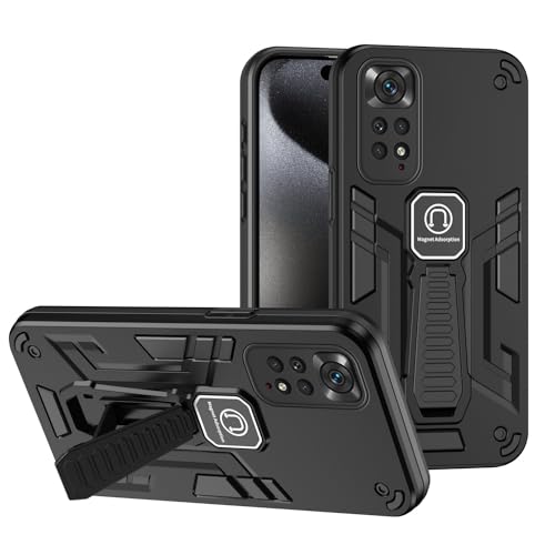 OWSIHNZBF Funda Compatible con Xiaomi Poco M4 Pro 4G función Atril incorporada de Grado Militar a Prueba caídas, Funda Protectora Cuerpo Completo Goma TPU y rígida For teléfono PC(Svart)
