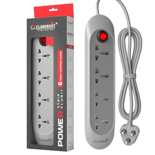 Image of Sonic 6 Foot 4-Socket Extension Board - 10A 240V with Wall Hanging | Heavy Duty Thick Copper Cord Power Strip, Multi Plug Extension Box & Spike Guard