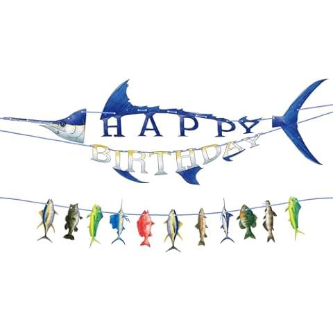 WERNNSAI Gone Fishing Birthday Banner Cover