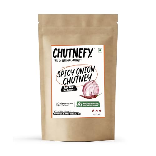 Image of Chutnefy Spicy Onion (Kara) Chutney | 250g Freeze-Dried Instant Dry Mix | Just Add Water to Make 20+ Servings (1000 g) | 0% Preservatives or Additives